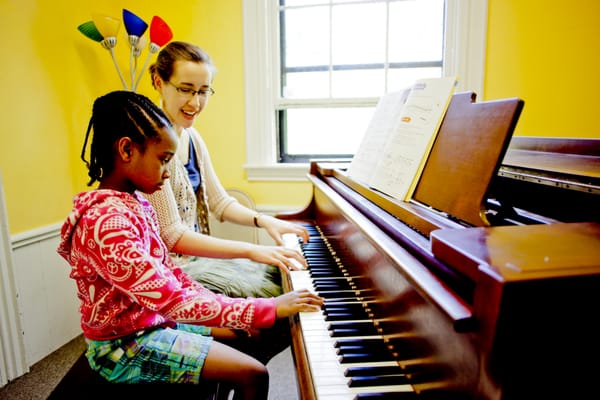 Piano lesson in Studio G.