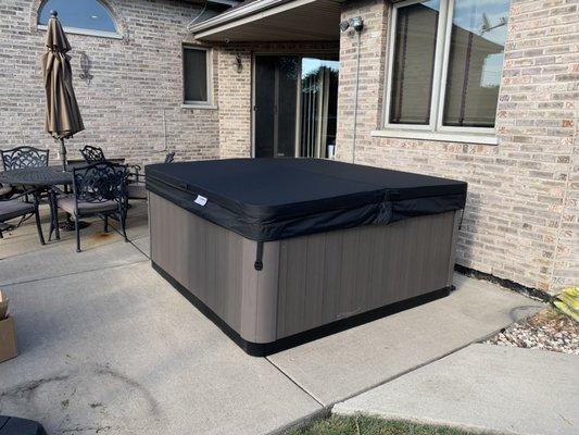 Recently delivered hot tub