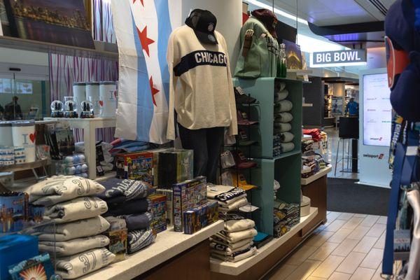 I Love Chicago at O'Hare's Terminal 5 carries a selection of hand-picked, specially-curated Chicago apparel, merch, goods and more.