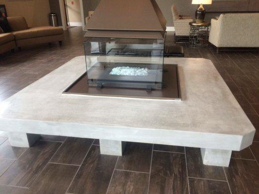 Polished natural grey concrete bench