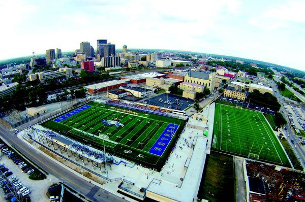 Aerial view featuring Roger Glass Stadium - Home of the CJ Eagles