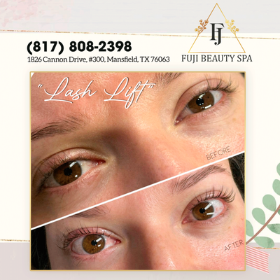 Lashes on fleek, naturally!  Our lash lift gives you a dramatic curl and lift without extensions.