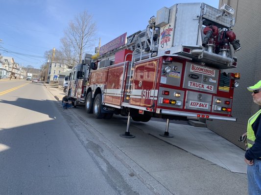 They used the fire truck to get us roof access for inspection purposes!!