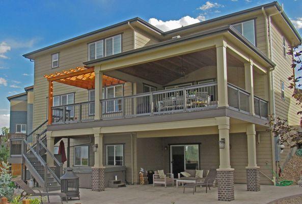 600sf covered deck with dry-below patio