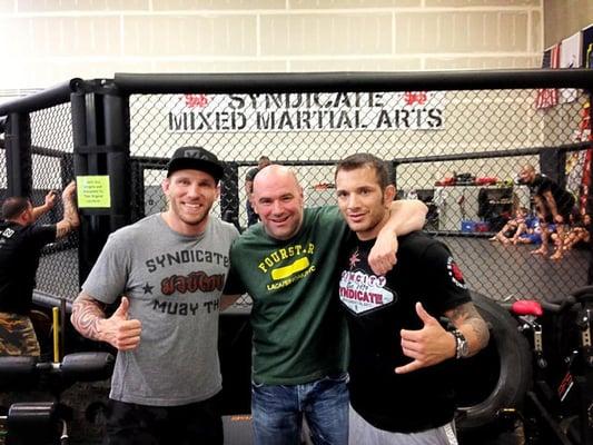 Syndicate MMA owner / head coach pictures with UFC president Dana White and UFC veteran / Syndicate MMA coach John Gunderson