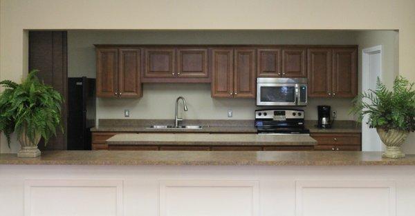 A kitchenette and serving area is available for your event.