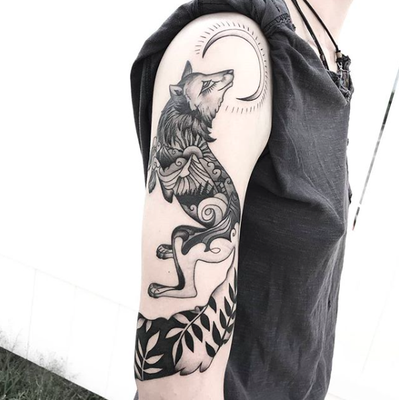 Fox double-exposure by Amy Borch! Check out our website for more: www.ArrowsAndEmbersTattoo.com