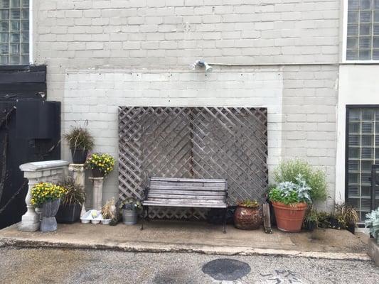 Backyard landscaped seating area