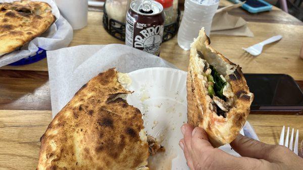 The Veggie Stromboli inside view