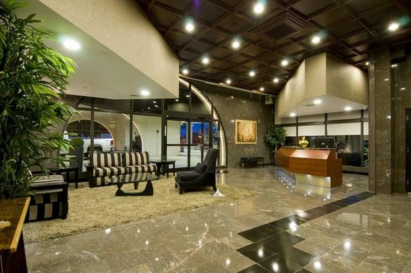 Marble lobby with 24/7 concierge service.