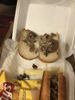 Barely any steak or cheese