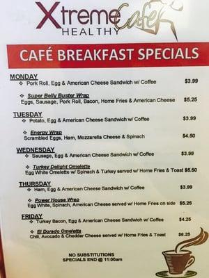 Daily breakfast specials