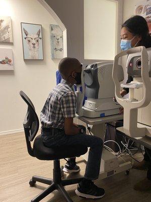 Getting eyes measured and pressure check