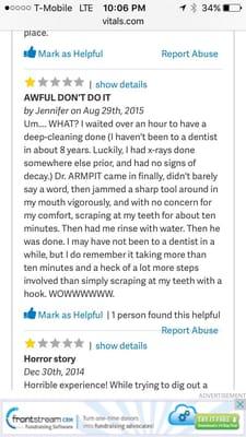 More bad reviews on this dentist