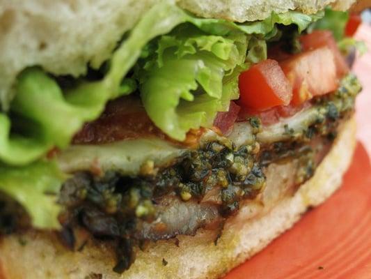 Grilled eggplant pesto sandwich