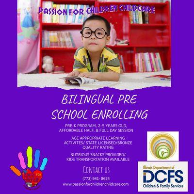 llinois State Licensed Bilingual Preschool, servicing ages 2 years -  5 years.