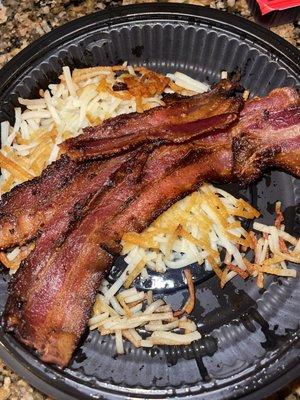 Hash browns and bacon