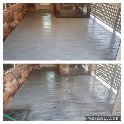 Deck cleaning. Removing mold, algae and grime.