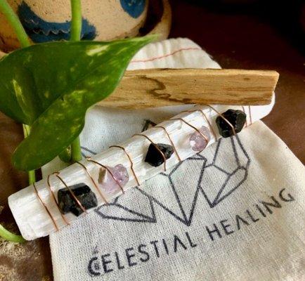 Protection Wand - great for crystal gridding and intentions! See website for more info. CelestialSpiritHealing.com