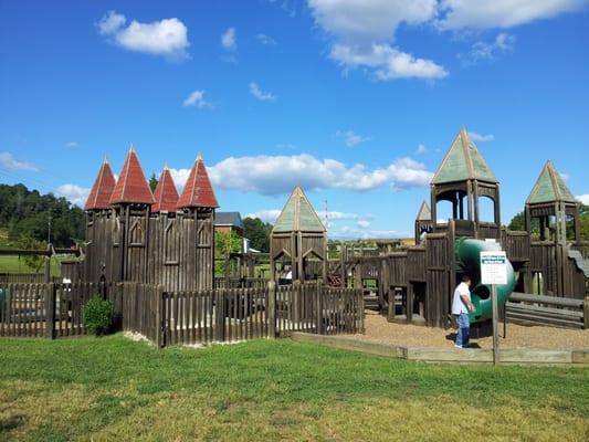 A big wooden fortress for kids to enjoy exploring