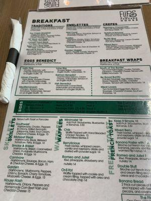 Breakfast menu