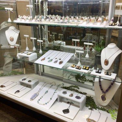 A display case of Vikse Jewelry at the Northrup King Building, Studio 179