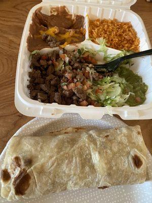 One burrito from  13. Carne Asada Plate