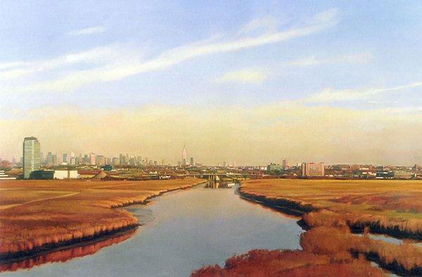 Meadowlands View of NYC by Gary Godbee, oil