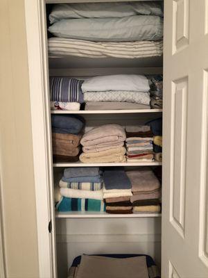 Linen closet client asked us to organize. He was very impressed.