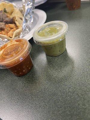 Red and green salsa