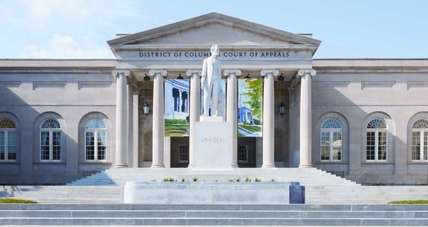 view from what is now the back entrance of the courthouse....statue is first publicly-funded statue of President Lincoln