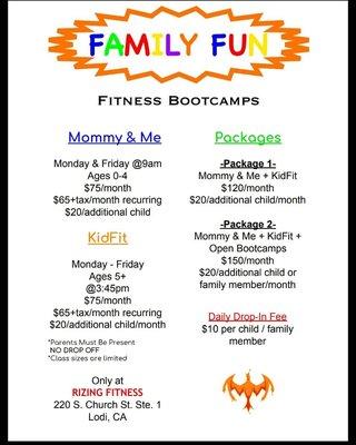 Family Bootcamp Pricing