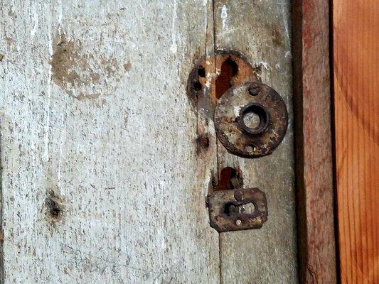 John Brown's door lock, from the museum in Trading Post.