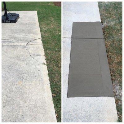 Cracked concrete before and after