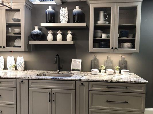 Aristokraft Stone gray cabinets