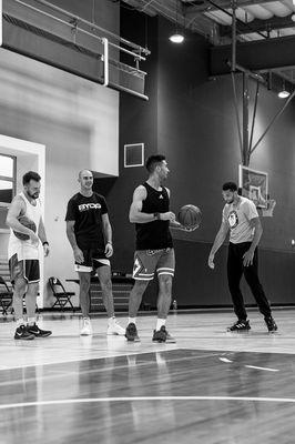 Tony Vasaturo and his partners on court with Chicago Bulls players Zach LaVine and Alex Caruso