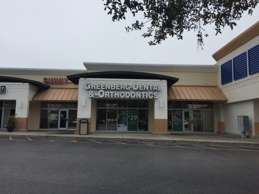 Greenberg Dental & Orthodontics Lakewood Ranch location nestled between Sunny Wok and Goodwill