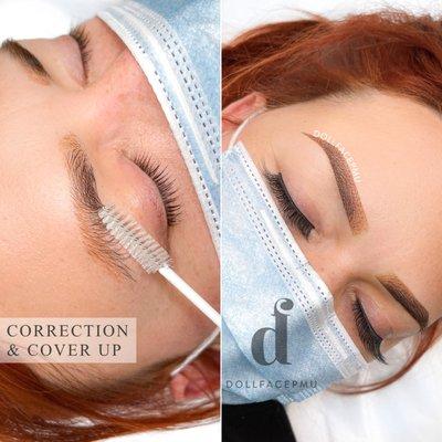 Orange/red eyebrow color correction/ Cover Up