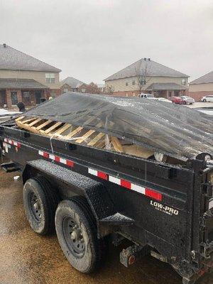 Dumpster for trash pickups, removal of debris and contaminated materials