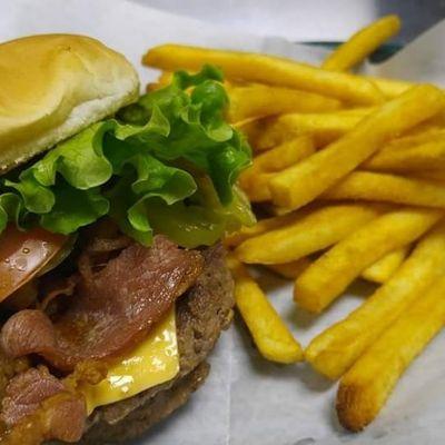 JUMBO CHEESE BURGER AND FRIES