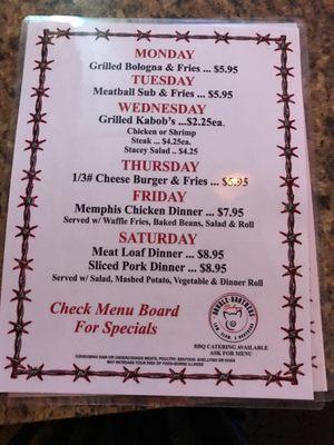 New daily specials featuring the new Double D grill