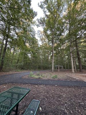 Bench, table, nice trail