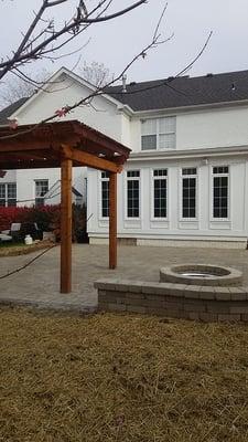 Home depot pergola kit was installed before we did the patio. Kit was $2,800 Home Depot installed it for around $1,000...