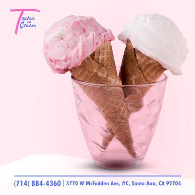 T Boba Ice Cream is a new refreshment service
 We don't stop with just boba. 
 We offer a wide range of flavors including: 
  Strawber