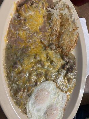 Chile verde breakfast plate