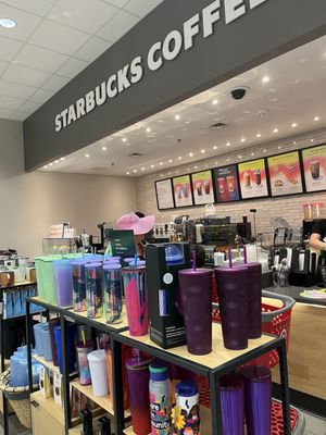 Full Starbucks at the front of the store