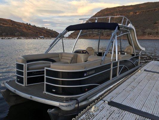 14 person pontoon ready for rent on Horsetooth Reservoir