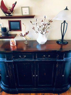 Hutch with rounded swing out doors. Four cupboards in all and two drawers (as shown).