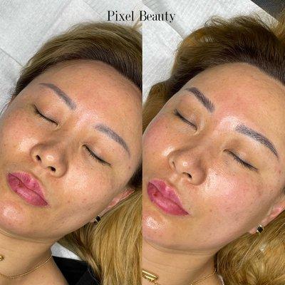 Manual Nanostroke cover up by Pixel Beauty. Client had old Microblading from another artist and wanted to have more "fluffy" brows.