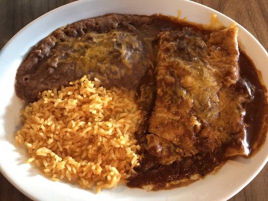 Cheese Enchiladas with Beans & Rice